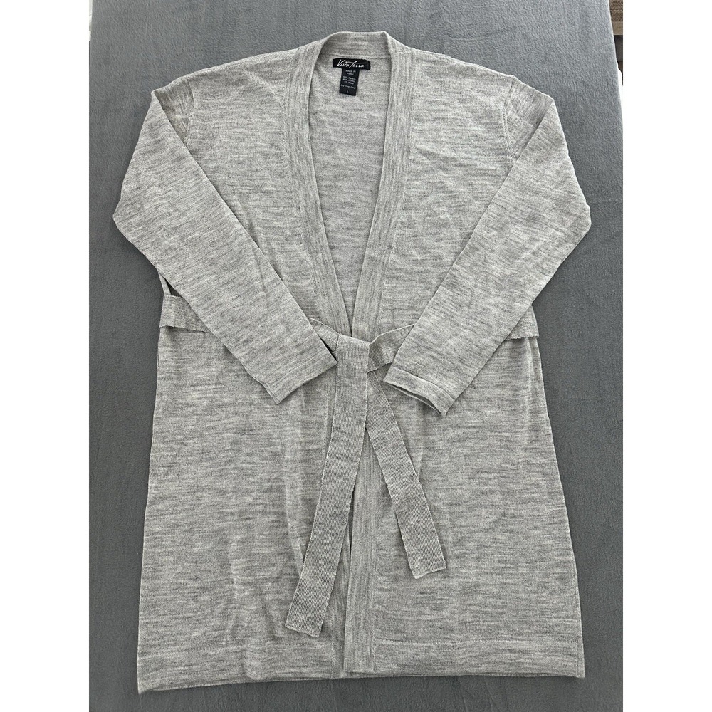 Viva Terra Alpaca Wool Duster‎ Cardigan Light Gray Women's Size S 0077